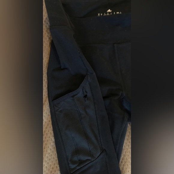adidas climalite Black Cropped Sports Leggings with Pocket - M - Picture 8 of 8
